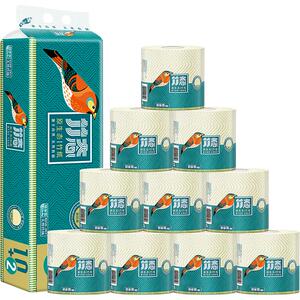 竹态压花有芯卷纸100g12卷4层加厚雅致黄厕纸卫生纸卷筒纸
