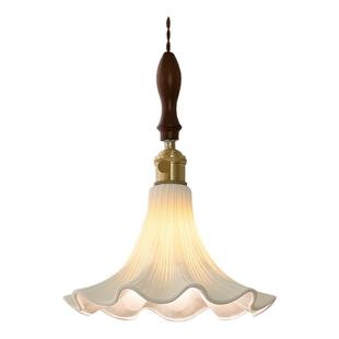 小吊灯法式中古风卧室床头吊线灯陶瓷木槿花朵餐厅吧台灯中山灯具