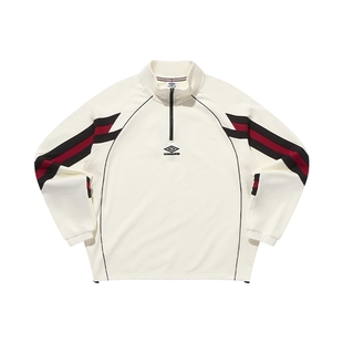 umbro茵宝官方运动卫衣春季新款男款半开拉链时尚立领舒适宽松长T