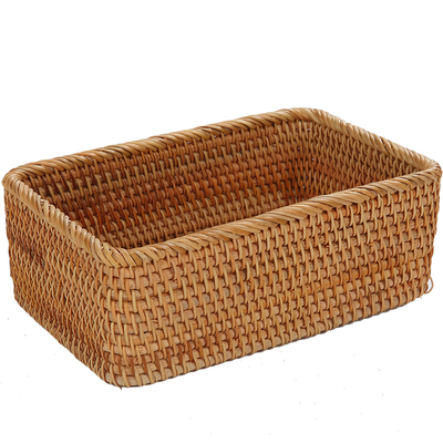 方形手工藤编茶几日式收纳筐大号