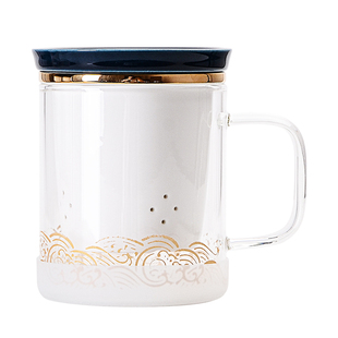 国风个性马克杯带盖玻璃泡茶杯办公室茶水分离杯子家用喝水杯保温