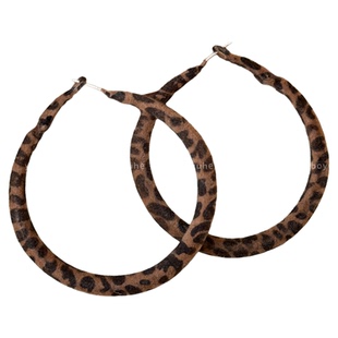 巨好看~复古港风豹纹大圈圈耳环女高级感时尚耳圈秋冬季素圈耳饰