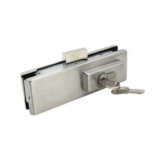 皇冠正品无框钢化玻璃门地锁锁夹门夹店铺办公室地弹簧门锁地插销