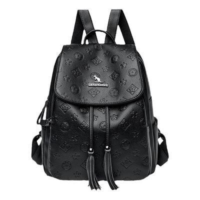 真皮旅行女士双肩包流苏