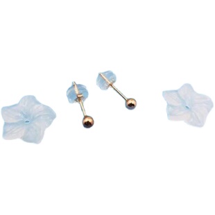 一款两戴18K金天然和田白玉花型耳钉耳坠金镶羊脂玉籽料玫瑰花