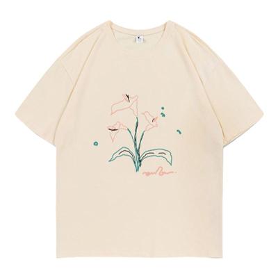 短袖正肩常规印花纯棉t恤女