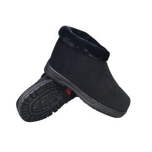 正品3517棉鞋冬季中老年人灯芯绒居家侧拉链加绒防滑加厚老棉絮鞋