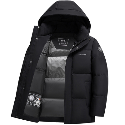 鸭鸭鹅绒羽绒服男短款连帽外套潮