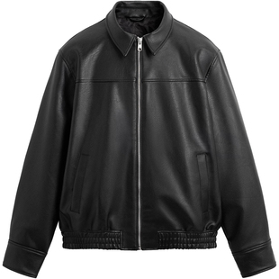 柜429！秋冬款男装宽松仿皮夹克4027400 800翻领皮衣外套4027/400