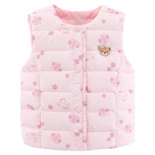 波姆熊羽绒服婴儿童宝宝女童背心轻薄保暖中大童内穿羽绒马甲秋冬