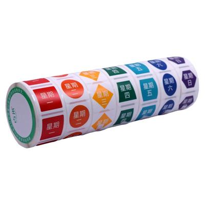 贴纸星期标签占米防水彩色