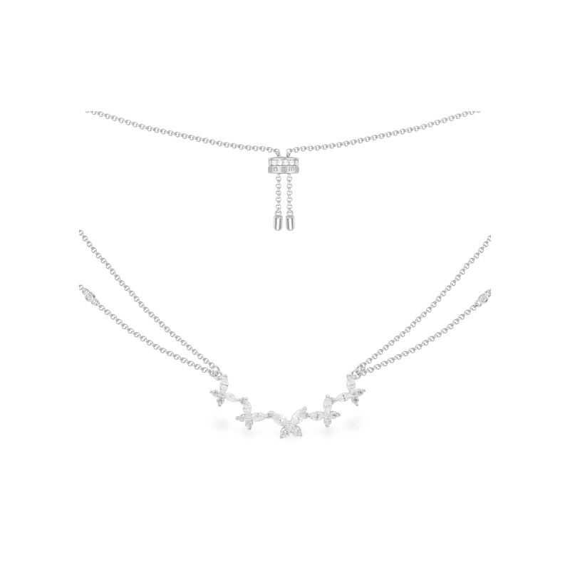 APM Monaco双层蝴蝶项链925银锁骨颈链轻奢首饰送人生日新年礼物