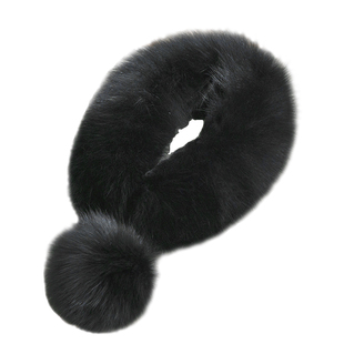 [御皮坊]新款双面真狐狸毛带球围巾加厚真毛脖套皮草围脖圆柱体