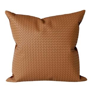 皮革编织抱枕床头靠垫靠枕沙发客厅北欧轻奢简约床上枕套家用靠枕