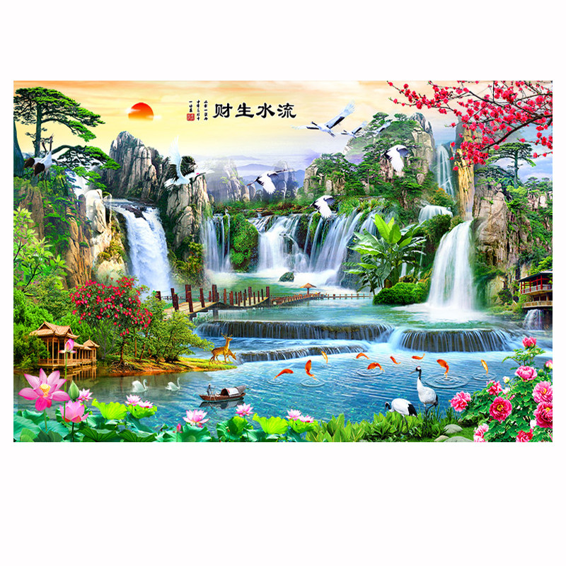 山水画墙贴自粘风景贴画墙画客厅背景墙装饰画墙纸自粘壁画贴纸画