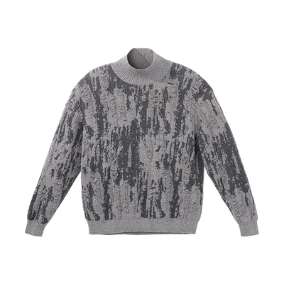 布先生高领花毛衣男款做旧时尚