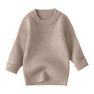儿童圆领针织衫秋冬男女童纯色毛衣春秋宝宝打底衫幼童婴儿毛线衣