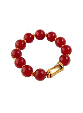 盐岛紫竹红玛瑙大珠手链