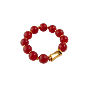盐岛紫竹红玛瑙大珠手链串珠金色高级感本命年轻奢小众精致手串女
