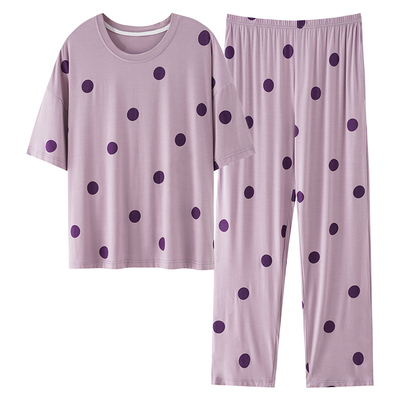 睡衣女士夏季莫代尔套装短袖长裤2025年新款大码加肥春夏天家居服