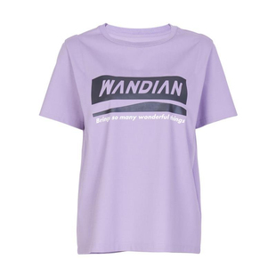 婉甸2025夏季新品熏衣草紫短袖T恤圆领印染短袖1242T25SX5YX