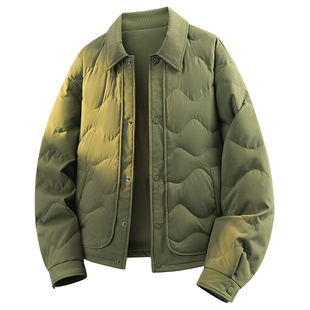 WASSUP男士翻领羽绒服秋冬季2025新款轻薄款休闲工装保暖夹克外套