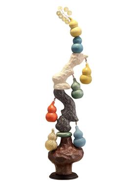 入户玄关细长竖高摆件招财葫芦客厅壁龛中古高级感乔迁装饰艺术品