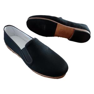 老北京手工牛皮底方口礼服呢布鞋