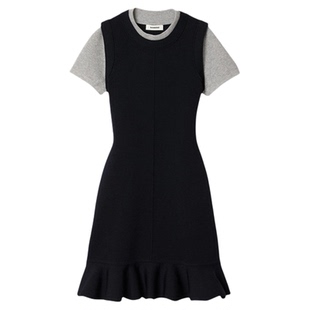 季末6折SANDRO2025秋冬新款女装法式气质假两件修身针织连衣裙