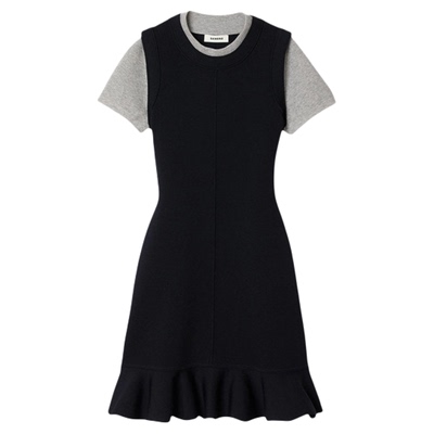 SANDRO法式假两件修身针织连衣裙