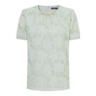 Scofield女装薄荷漫波风提花衬衫简雅圆领短袖上衣夏季上衣