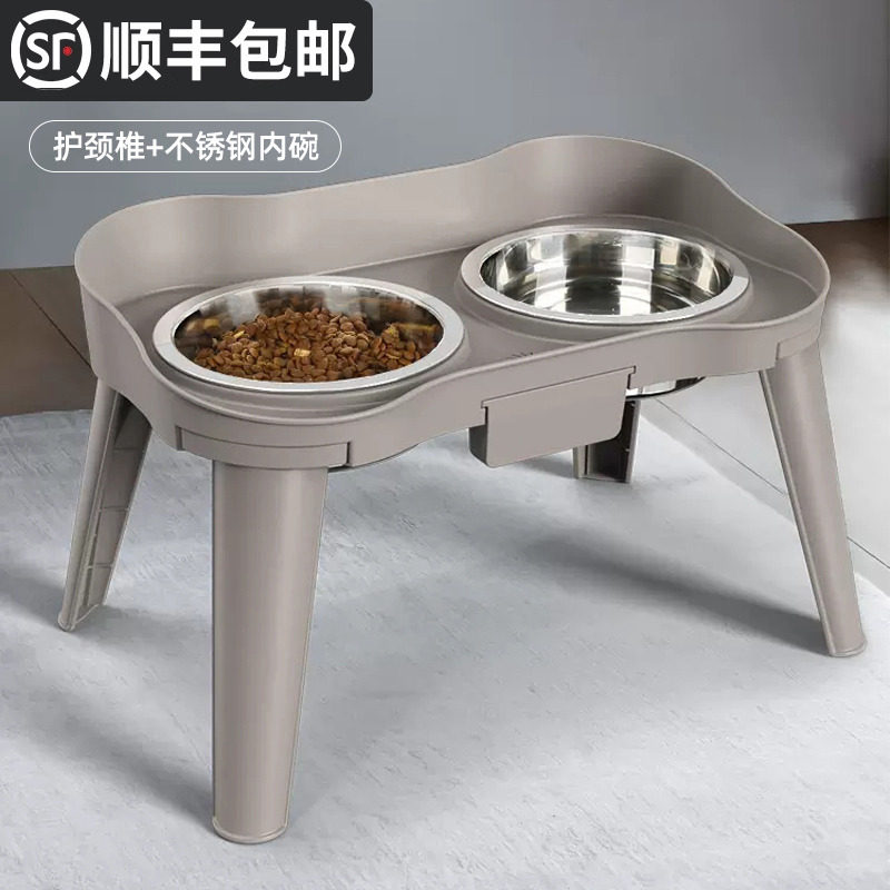 狗碗狗食盆猫咪狗狗吃饭专用喝水饭盆饭碗护颈碗宠物架子一体饭桌