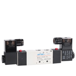 亚德客三位五通电磁阀4V130C/230C/330C/430C-M5/06/08/10/15气阀