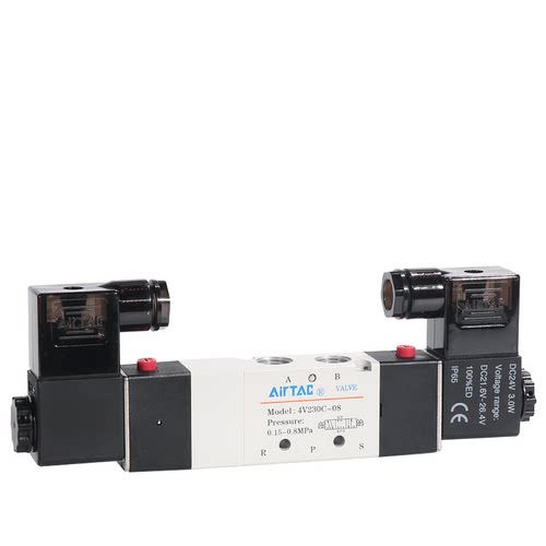亚德客三位五通电磁阀4V130C/230C/330C/430C-M5/06/08/10/15气阀