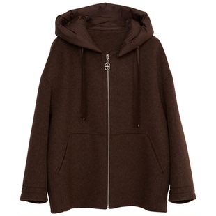 【100%绵羊毛】Lavinia2025冬新款连帽休闲高级双面呢外套女毛呢