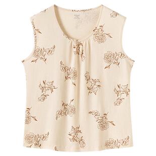 无袖半身家居服汗衫睡衣上衣背心女纯棉中老年人妈妈贴身睡觉夏季