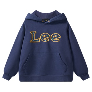 Lee kids儿童加绒连帽卫衣男童女童秋冬新款保暖防寒宽松百搭上衣