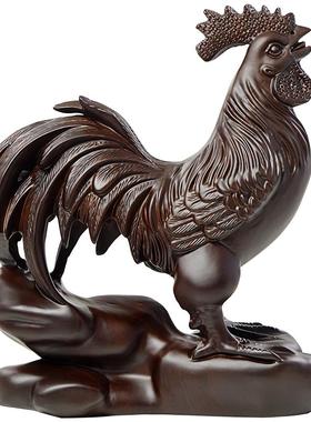鸡摆件电视柜乔迁送礼黑檀木雕