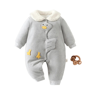 婴儿加棉连体衣200克宝宝夹棉加厚冬季棉服哈衣婴幼儿连身衣爬服
