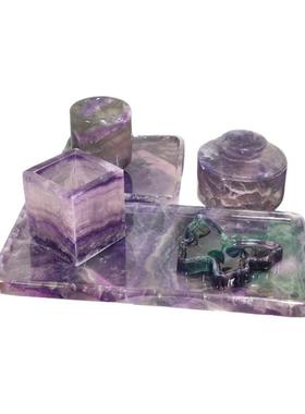 天然水晶托盘紫萤石托盘晶莹剔透