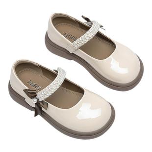 安奈儿女童公主鞋软底2026新款春秋浅口单鞋小女孩皮鞋配礼服洋气