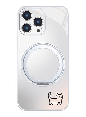 猫咪和鱼情侣支架手机壳适用苹果