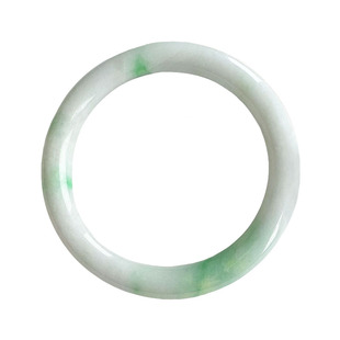 翡翠林秀气年轻阳绿飘花圆条翡翠手镯57缅甸天然正品白底青美人镯