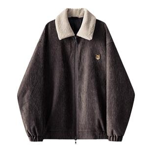 威廉福克斯男装冬季加厚复古羊毛翻领男士羽绒服保暖夹克情侣外套