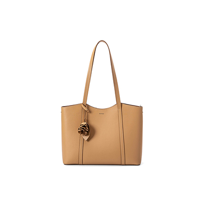 红谷牛皮托特包通勤单肩手提包