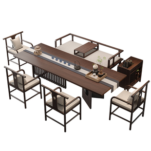 中式实木罗汉床茶桌椅组合一桌五椅客厅多人宋代美学茶台大板高端