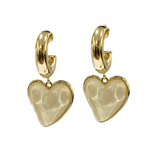 韩国 奎 朴夫人水波纹爱心耳环气质果冻冰块透明时尚轻奢银针耳坠