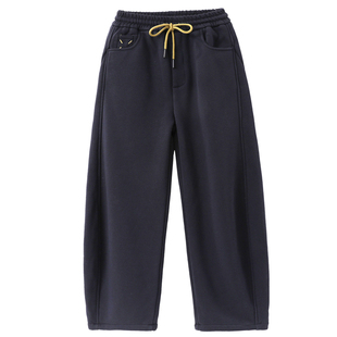 女童加绒弯刀裤秋冬加厚2025新款潮童卫裤大童运动裤黑色长裤