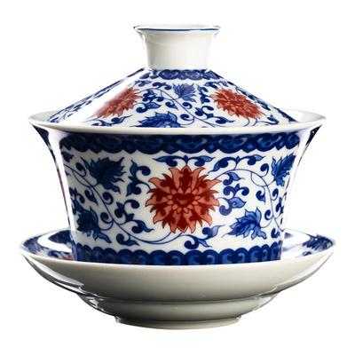 容山堂青花釉里红特大号功夫茶碗
