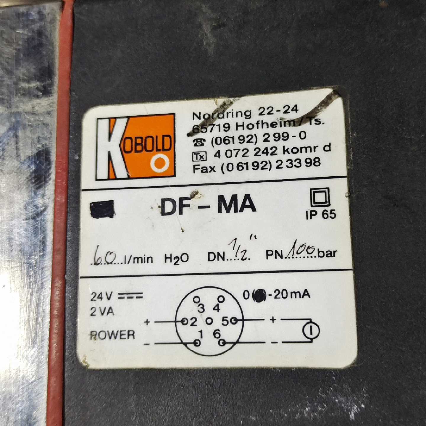 议价KOBOLD德国科宝流量计,DF-MA应该是没用过的,但是没